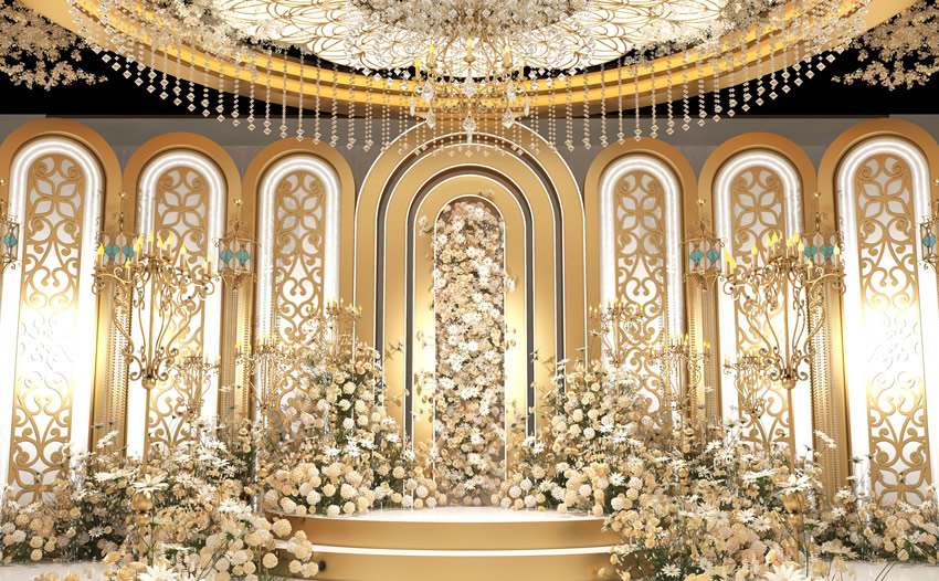 云和香槟色调婚礼堂效果展示